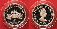Alderney ALDERNEY 1 Pound 1993 ELIZABETH II. 40 JAHRE KRÖNUNG Silber # 90140