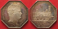 Italien - Sizilien FERDINANDO II di BORBONE Medaglia 1840 Locomotiva BENOIST argento RRR! # 90788