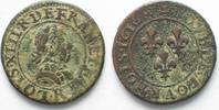 Frankreich LOUIS XIII Double Tournois 1616 R VILLENEUVE cuivre qTTB # 91269