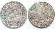 Haus Habsburg RDR - TIROL 3 Kreuzer 1640 Erzherzog FERDINAND KARL Silber ERHALTUNG! # 91824