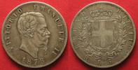 Italien ITALIA - REGNO 5 Lire 1878 R VITTORIO EMANUELE II argento BB+ # 93614