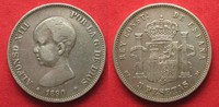 Spanien SPANIEN 5 Pesetas 1890 MP-M ALFONSO XIII. Silber # 93900
