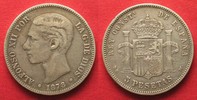 Spanien SPANIEN 5 Pesetas 1878 DE-M ALFONSO XII. Silber # 93902