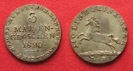 Hannover, Königreich HANNOVER 3 Mariengroschen 1820 GEORG III. v. ENGLAND Silber PRACHTSTÜCK! # 93907
