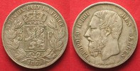 Belgien BELGIEN 5 Francs 1869 Pos.A LEOPOLD II. Silber # 94054