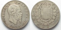 Italien ITALIEN 5 Lire 1870 M BN VITTORIO EMANUELE II. Silber # 94065