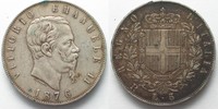 Italien ITALIEN 5 Lire 1876 R VITTORIO EMANUELE II. Silber # 94069