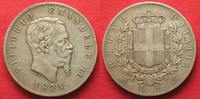 Italien ITALIEN 5 Lire 1874 M BN VITTORIO EMANUELE II. Silber # 94070