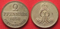 Hannover, Königreich HANNOVER 2 Pfennig 1858 B GEORG V. - Silberabschlag - RAR!!! # 94232