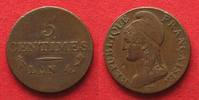 Frankreich FRANKREICH 5 Centimes AN4(1795-96) A - PARIS Kupfer # 94318
