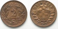 Schweiz EIDGENOSSENSCHAFT 2 Rappen 1913 Bronze ERHALTUNG! # 94582