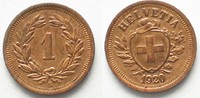 Schweiz EIDGENOSSENSCHAFT 1 Rappen 1920 Bronze ERHALTUNG!!! # 94583