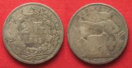 Schweiz EIDGENOSSENSCHAFT 2 Franken 1863 B SITZENDE HELVETIA Silber RAR!!! # 94701