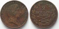 Schweden SCHWEDEN 2 Skilling Banco 1843 CARL XIV. JOHAN (Bernadotte) Kupfer # 94711