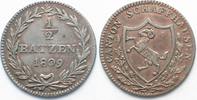Schweiz - Schaffhausen SCHAFFHAUSEN Halbbatzen 1809 ABSCHLAG IN SILBER - RRR!!! # 94714