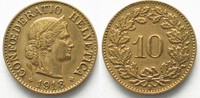 Schweiz EIDGENOSSENSCHAFT 10 Rappen 1918 Messing SELTEN! # 94742