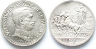 Italien ITALIEN 2 Lire 1914 Quadriga VITTORIO EMANUELE III. Silber ERHALTUNG! # 94812