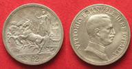 Italien ITALIEN 2 Lire 1916 Quadriga VITTORIO EMANUELE III. Silber ERHALTUNG! # 94818
