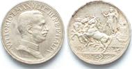 Italien ITALIEN 2 Lire 1915 Quadriga VITTORIO EMANUELE III. Silber ERHALTUNG!!! # 94823