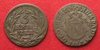 Baden BADEN 3 Kreuzer 1817 CARL LUDWIG FRIEDRICH Silber # 94829