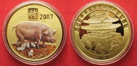 Nordkorea NORDKOREA 20 Won 2007 Lunar JAHR DES SCHWEINES Messing FARBE # 94938