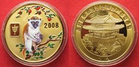 Nordkorea NORDKOREA 20 Won 2008 Lunar JAHR DES AFFEN Messing FARBE # 94939