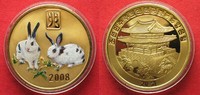 Nordkorea NORDKOREA 20 Won 2008 Lunar JAHR DES HASEN Messing FARBE # 94940