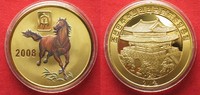 Nordkorea NORDKOREA 20 Won 2008 Lunar JAHR DES PFERDES Messing FARBE # 94941