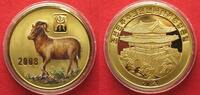 Nordkorea NORDKOREA 20 Won 2008 Lunar JAHR DER ZIEGE Messing FARBE # 94944