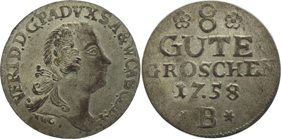 Anhalt-Bernburg 8 Gute Groschen 1758 B Victor Friedrich 1721-1765 ...