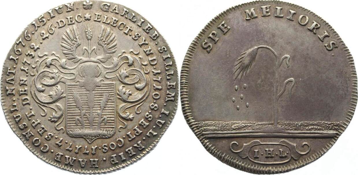 HamburgStadt Silbermedaille, sogenannter Bürgermeisterpfennig 1 1732
