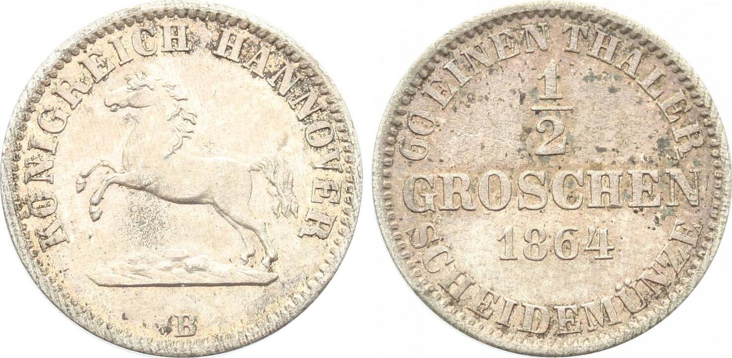 Braunschweig - Calenberg - Hannover 1/2 Groschen 1864 B Georg V. 1851 ...