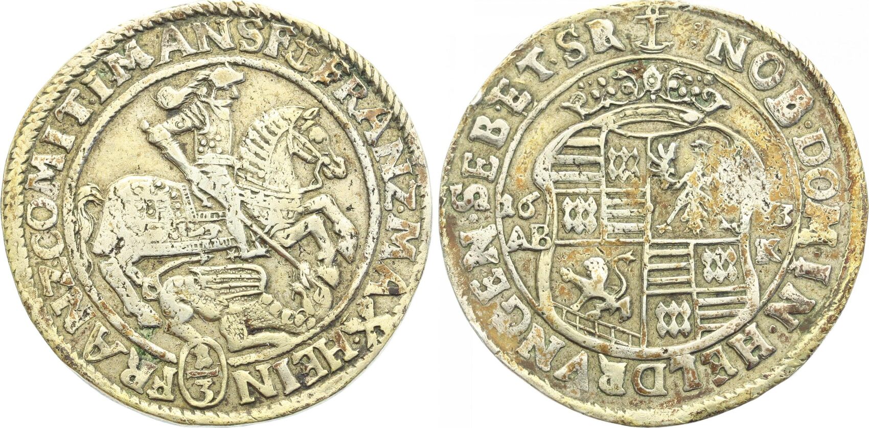 Mansfeldvorderortische Linie zu Bornstedt 1/3 Taler 1673 AB Franz