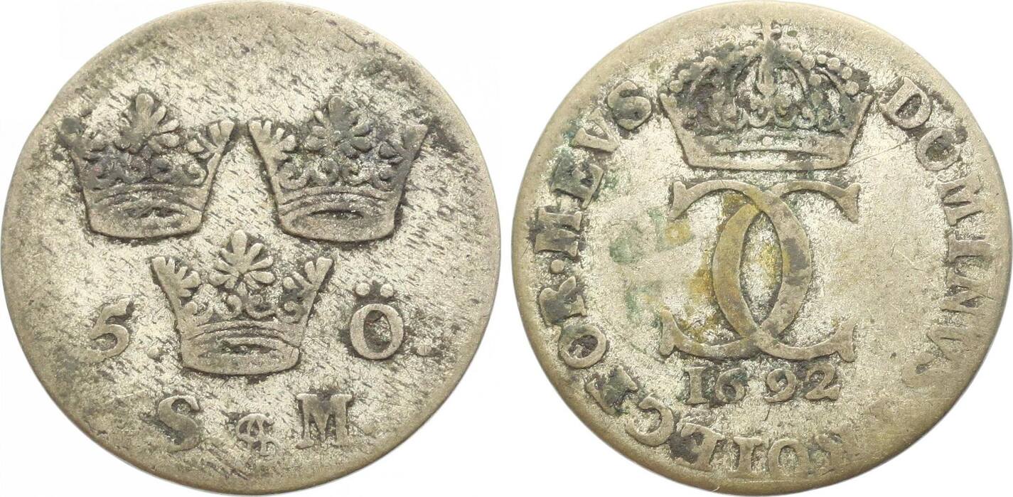 Schweden 5 Öre 1 1692 Karl XI. 16601697. Fast sehr schön