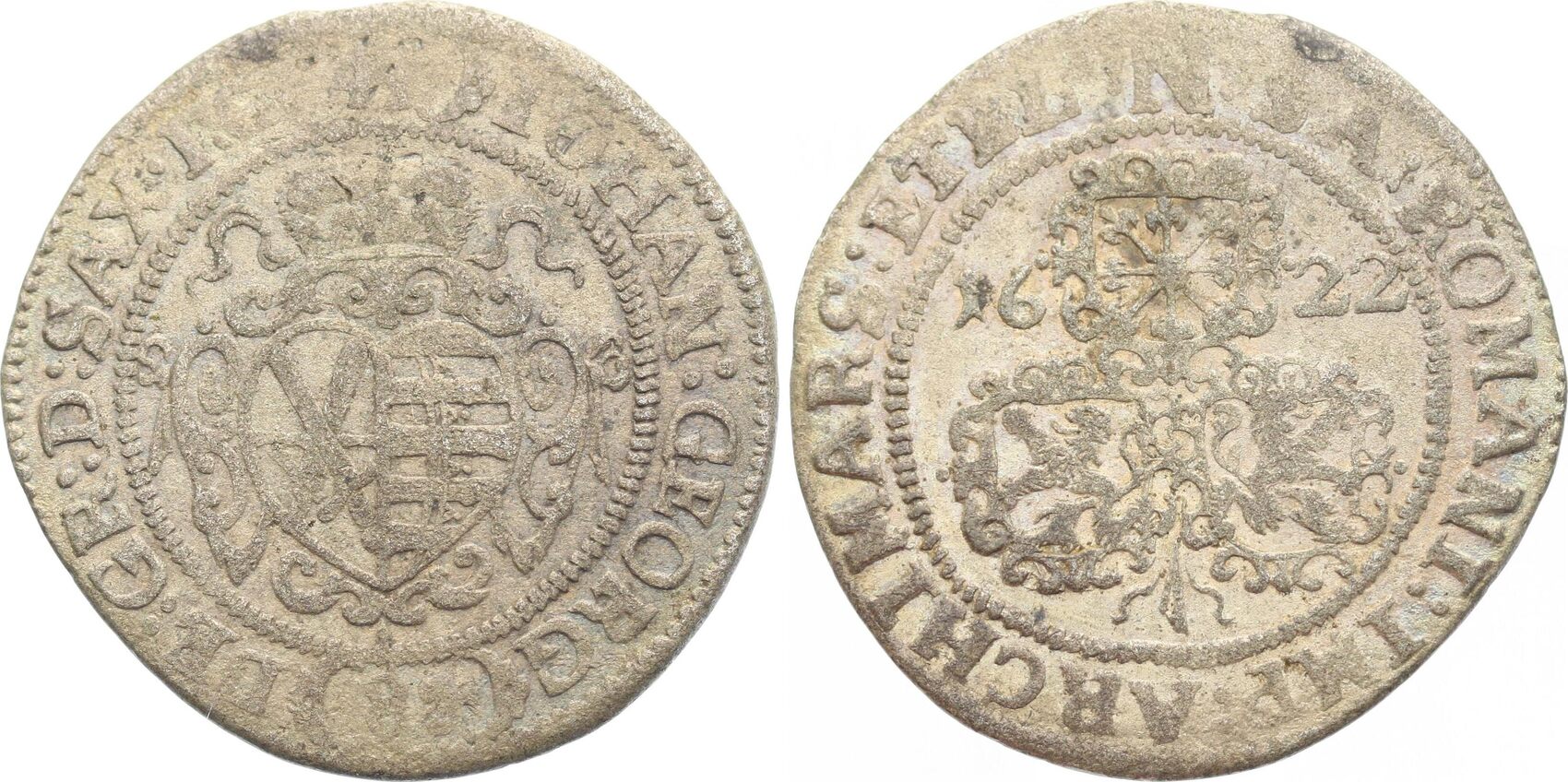 SachsenAlbertinische Linie Kipper 8 Groschen 1622 Johann I