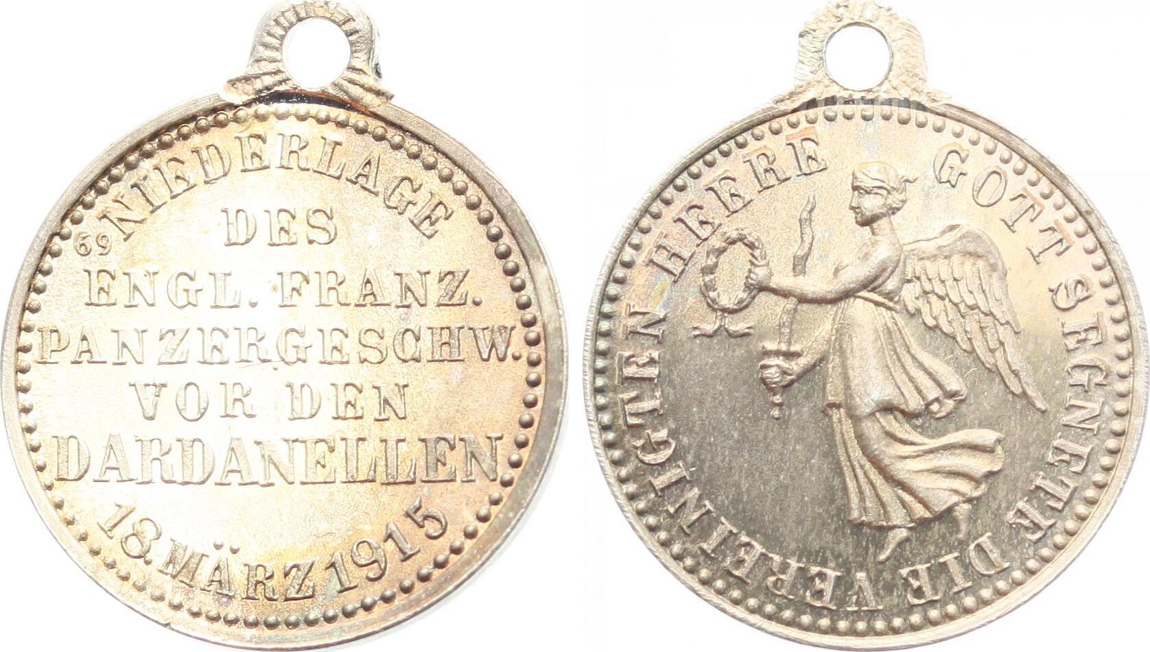 Erster Weltkrieg Tragbare Silbermedaille Sogenannter Siegespfennig Polierte Platte Ma Shops