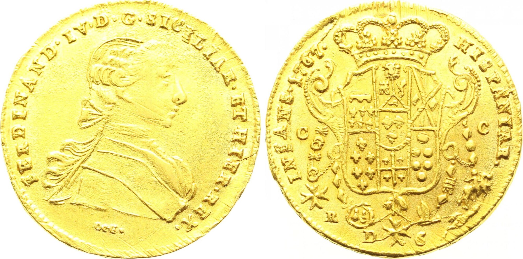 ItalienNeapel und Sizilien Gold 1767 Ferdinand IV.von Bourbon 1759