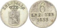 Hessen-Kassel 6 Kreuzer 1833 Wilhelm II. 1821-1847. Sehr schön