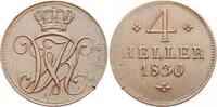 Hessen-Kassel Cu 4 Heller Wilhelm II. 1821-1847. -