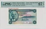 Malawi 1964 Malawi, 10 Shillings 1964 - SPECIMEN - Color Trial - PMG 67 ... 500,00 EUR  zzgl. 15,00 EUR Versand