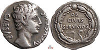  Augustus Denarius - OB CIVIS SERVATOS - RIC 77a   