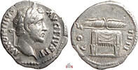 Antoninus Pius Denarius - COS IIII - thunderbolt on throne - RIC 137 -