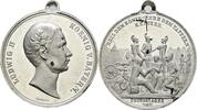 Bayern Tragbare Zinnmedaille o.J. Ludwig II. 1864-1886 seltene Variante, mit Originalöse, minimal fleckig, vorzüglich-prfr.