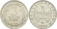 Weimarer Republik 3 Reichsmark 1931 A vorzüglich-Stempelglanz 400,00 EUR  zzgl. 4,00 EUR Versand
