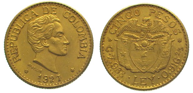 Kolumbien Colombia 5 Pesos Gold 1927 Republik Seit 1886 Sehr Sch n kolumbien-colombia-5-pesos-gold-1927-republik-seit-1886-sehr-sch-n