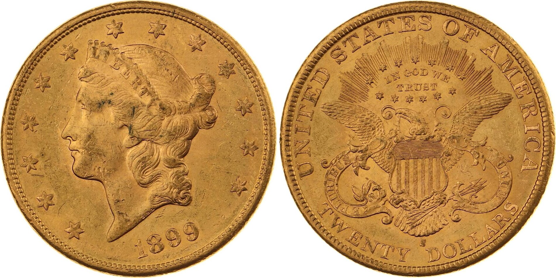 Vereinigte Staaten von Amerika 20 Dollars Gold 1899 S Fast ...