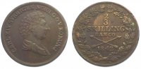 Schweden Cu 2/3 Skilling Karl XIV. Johann 1818-1844.