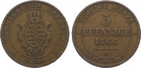 Sachsen-Albertinische Linie Cu 5 Pfennig Johann 1854-1873. -
