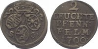Sachsen-Eisenach 2 leuchte Pfennig Johann Wilhelm 1698-1729.