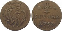 Wied-Runkel Cu 1/4 Stüber 1 Johann Ludwig Adolf 1706-1762.